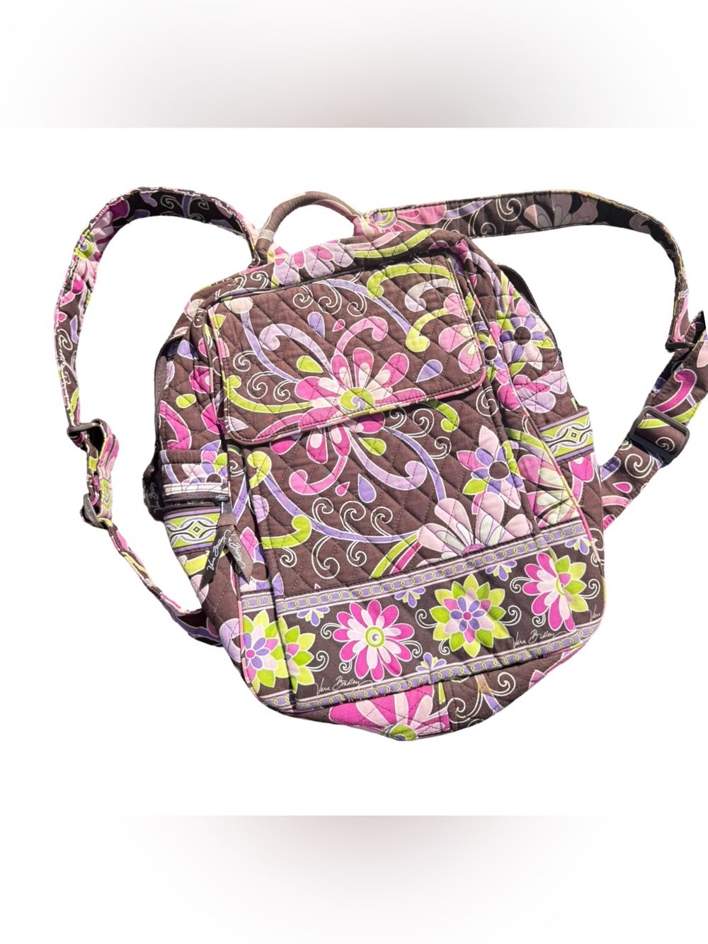 Vera Bradley Purple Punch Floral Quilted Backpack Retired
